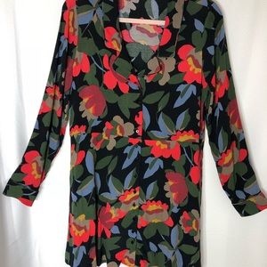 Zara Long Sleeve Flower Print Dress size M